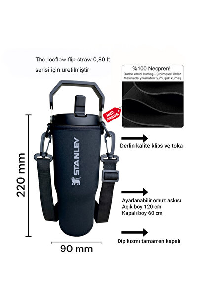 Safir Kamp Stanleye Flip Straw Tumbler 0.88 Litre Neopren Termos Kılıfı Ve Om...