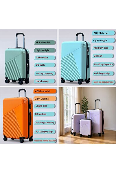 ZAAPPY Hard Shell Lightweight ABS 3PCS SET (20/24/28 Inch) Luggage, Secured Lock Suitcase