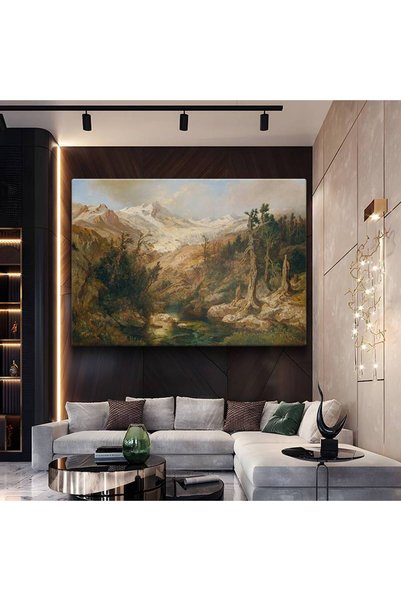 gurbaart Albert Bierstadt Dağ Peyzaj Sanatı Kanvas Tablo Duvar Tablosu Dekora...