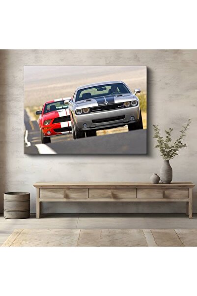 Generic Brand Dodge Challenger Charger Tablou american pe pânză Muscle Duo He...