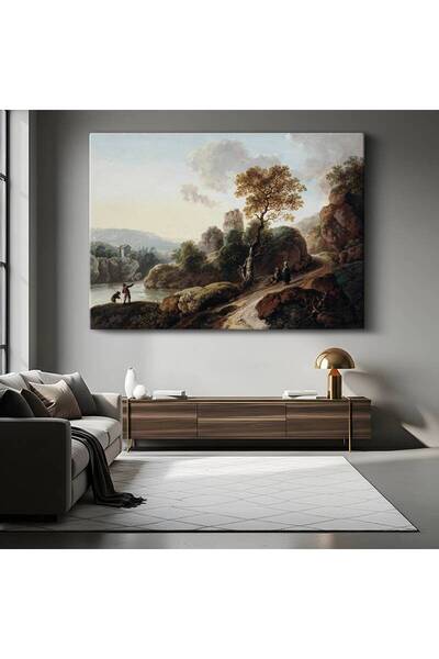 GülsenArt Thomas Gainsborough Peisaj natural cu stânci, pictură pe pânză, pic...