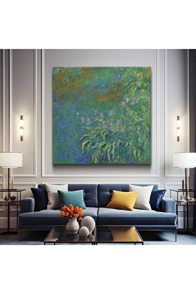 GülsenArt Claude Monet Nilüfer İris Çiçekleri Kanvas Tablo Duvar Tablosu Deko...