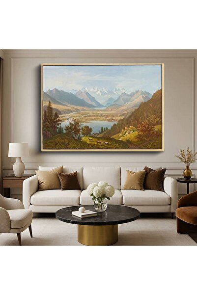 Albert Bierstadt Alp Dağları Peyzaj Resmi Kanvas Tablo Duvar Tablosu Dekoratif Ressam Tablosu