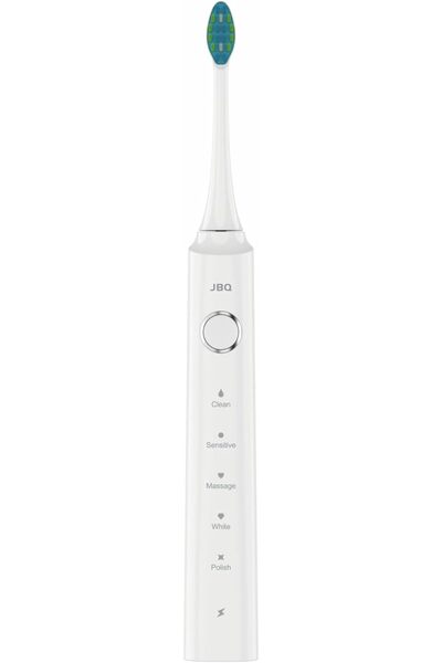 JBQ Sonic Electric Toothbrush for Adults — Rechargeable, 5 Modes, Smart Timer, Waterproof (White)