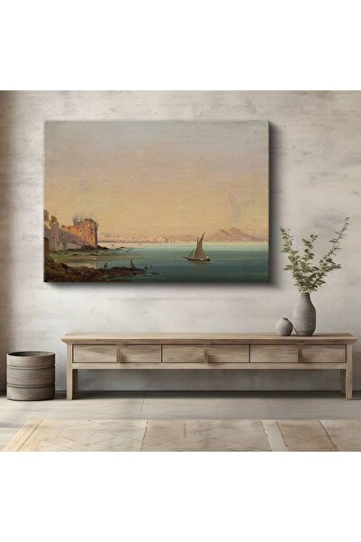 GülsenArt Claude Lorrain, peisajul Golfului de Napoli și Vezuvius, pictură pe...