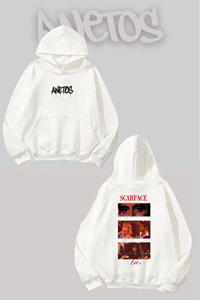 Anetos سترة سكارفيس مطبوع بيضاء بغطاء رأس