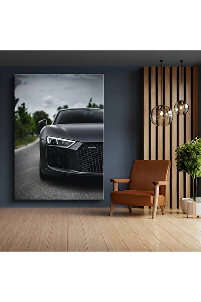 TosbArt Audi R8 Mat Siyah Spor Araba Kanvas Tablo Alman Quattro Süper Otomobi...