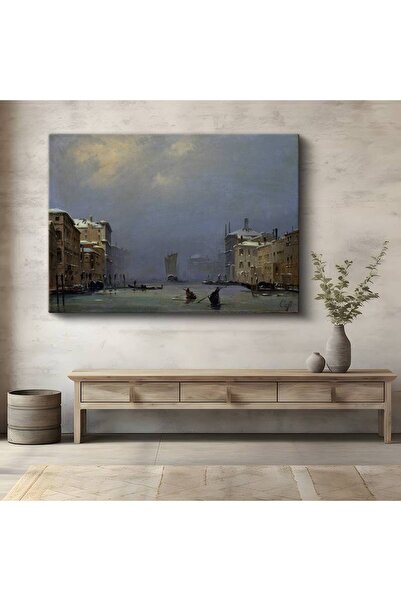 GülsenArt Φραντσέσκο Γκάρντι Χειμερινό τοπίο του Βενετσιάνικου Καναλιού Πίνακ...