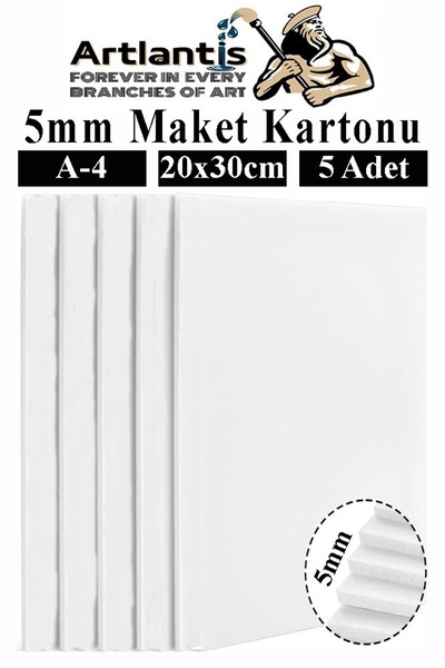 Artlantis Maket Kartonu Beyaz Fotoblok 5 mm A4 20x30 cm 5 Adet Hobi Sanat Oku...