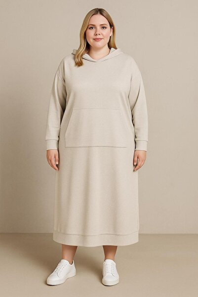 MAY MARA Plus Size 3 Yarn Dress with Pockets and Hood
