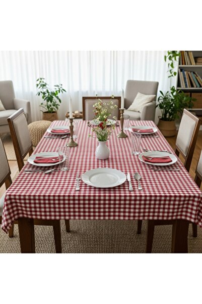 MiniStand Red and White Polka Dot Tablecloth for 6 People 150X210 cm Stylish Dining Table Cover