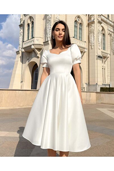 LARIETTE Elegant white dress for party, civil wedding