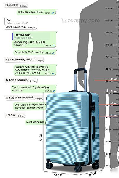 ZAAPPY Hard Shell Lightweight ABS 2PCS SET (20/28 Inch) Luggage, Secured Lock Suitcase