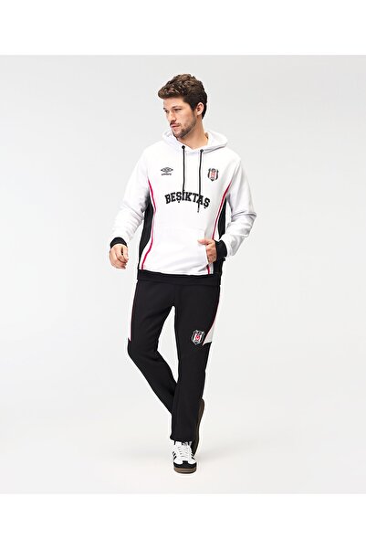 Beşiktaş S.K. Bjk Umbro 25/26 Team Training Cotton Men's Hooded Sweatshirt White