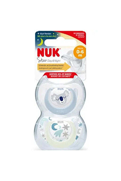 Nuk baby pacifier blue bear white 0-6 month 2 piece