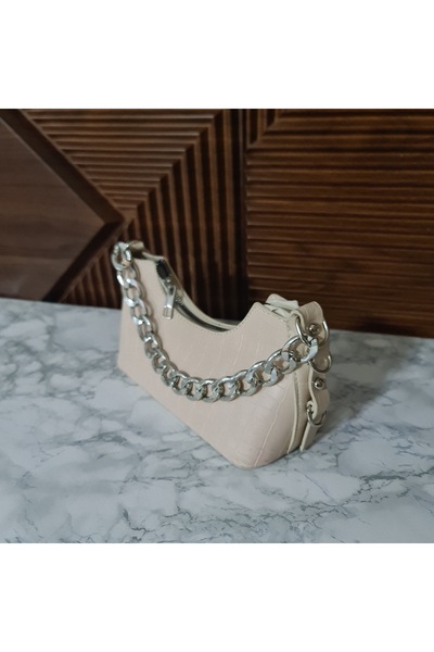 ERGİNCİ HOME Crocodile Double Strap Shoulder Hand and Crossbody Women's Bag with Metal Chain Detail