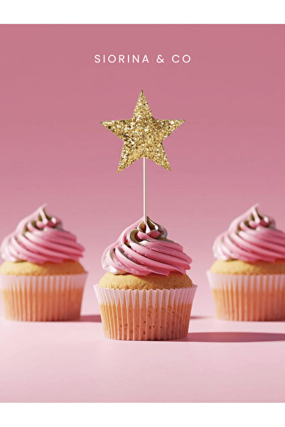 Siorina Co & Event Gold Star Theme Toothpick Cupcake Toppers Cake Toothpicks ...
