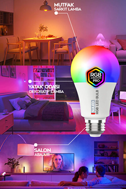 Byali Rgb Led Lamba Kumandalı Ambiyans Aydınlatma 2000 Lümen Tasarruflu Renk Değiştiren Led Işık