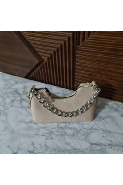 ERGİNCİ HOME Crocodile Double Strap Shoulder Hand and Crossbody Women's Bag with Metal Chain Detail