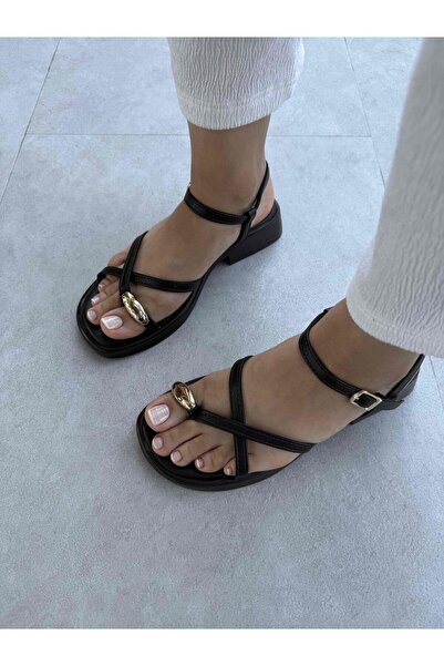 Elvinin Tarzı Mila Accessory Detailed Sandals (Bitter Brown)