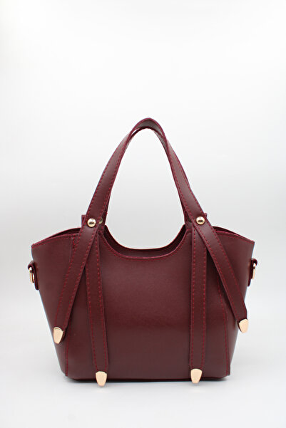 LASSO Geantă de mână și de umăr pentru femei, cu curea bordeaux, cu detaliu d...