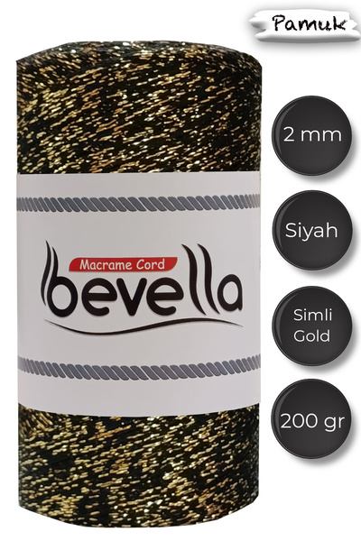 Bevella Macrame Cord Ultra Simli 2 mm Bordo Gümüş Makrome İpi 200 gr
