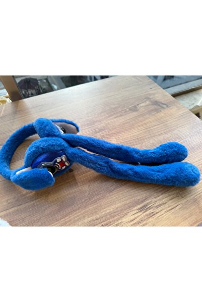 Blotch Fluffy Cobalt Blue Color Cute Plush Plays Headphones with Figured Ears