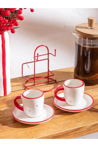 LC Waikiki Yılbaşı Temalı 2 Kişilik Standlı Kahve Fincan Takımı 85 Ml (W5)
