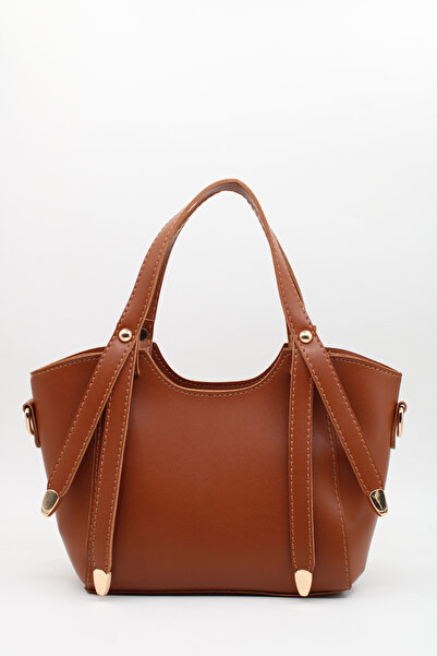 LASSO Geantă de mână și de umăr pentru femei, cu detaliu de curea maro, cu fe...