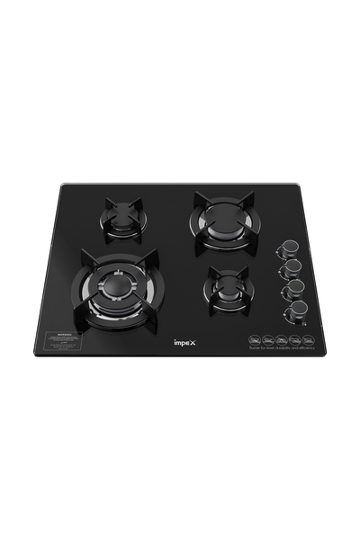 İMPEX Built-In 4 Burner Gas Hob | Stainless Steel | Auto Ignition | Cast Iron...