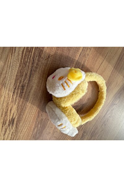 Blotch سماعات أذن شتوية للفتيات من هيلو كيتي، ناعمة وفروية بلون أصفر لطيف، تو...