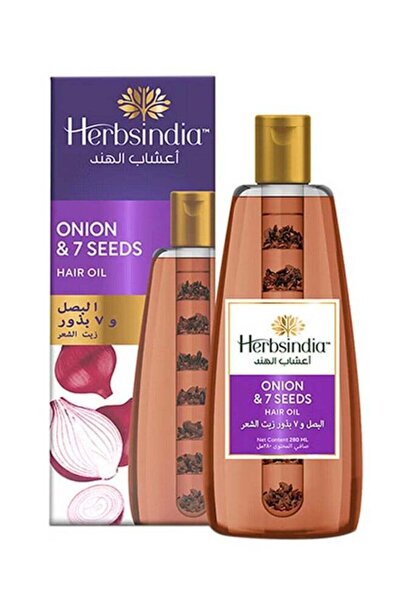 Herbsindia زيت شعر بالبصل و 7 بذور أعشاب مع أنبوب مغذي 280 مل