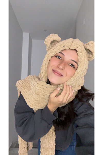 AidaAstrid Puffy El Örgüsü kapşonlu bere (60 farklı renk seçeneği )