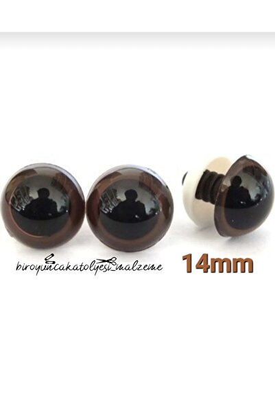 biroyuncakatolyesi AMİGURUMİ 1. KALİTE VİDALI GÖZ 14MM KAHVERENGİ 10ÇİFT