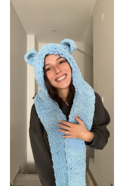 AidaAstrid Puffy El Örgüsü kapşonlu bere (60 farklı renk seçeneği )