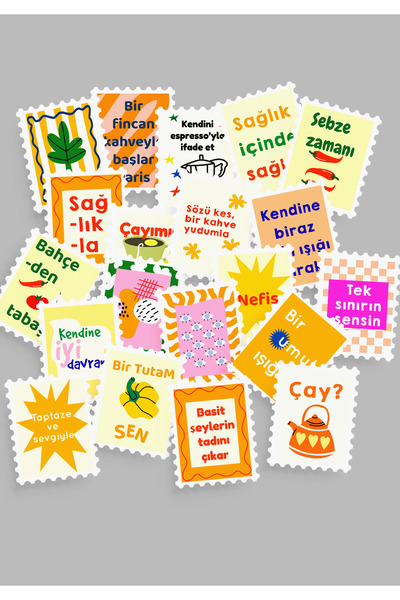 tinystoriestr Renkli Pul Sticker Seti 20'li - Bullet Journal Ajanda Scrapbook