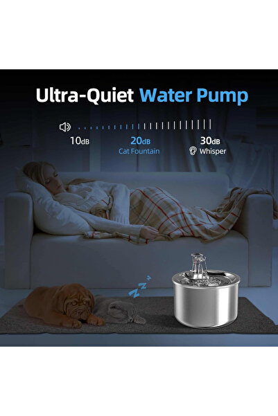 Primo Plus Pet Stainless Steel Automatic Water Fountain, 2L/67OZ