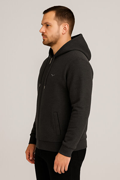 Maccali Чоловічий довгий рукав, капюшон, блискавка, світло-сірий світшот