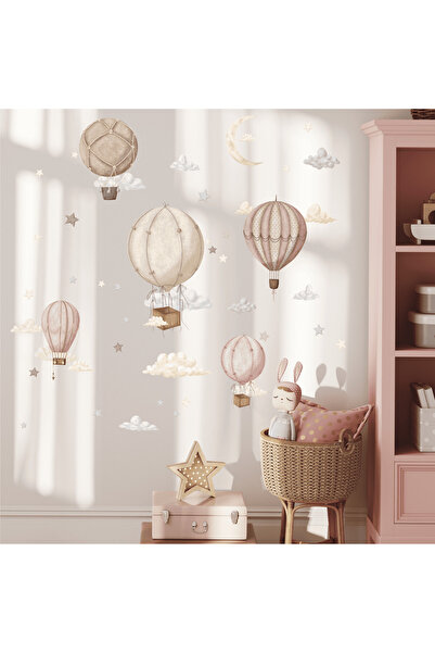 WALLHUMAN Retro Pembe Balonlar Çocuk Odası Duvar Stickerı