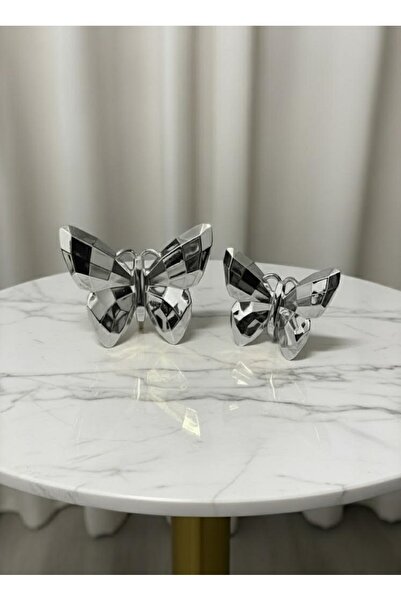 EVİMDM İkili Gümüş Kelebek Biblo Seti