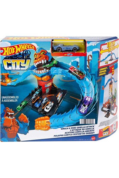 HOT WHEELS City Wreck & Ride Gorilla Attack Playset with One Vehicle