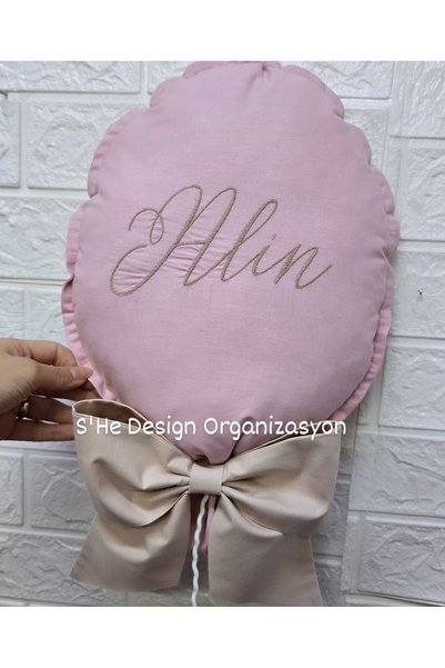 s'he design organizasyon Embroidered Name 25X35 Large Size Balloon Pillow Baby Room