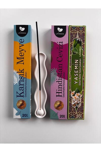 OdAna Atelier Curve Taş Tozu Tütsülük+60 Adet Çubuk Tütsü(Karışık Meyve, Hind...