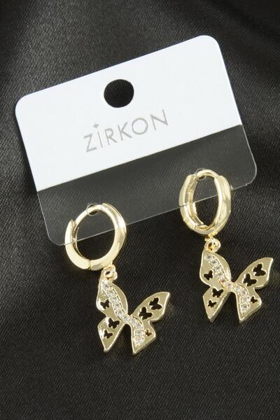 ZERO LAND Ds-Derin Butterfly Zircon Stone Earrings-Yellow