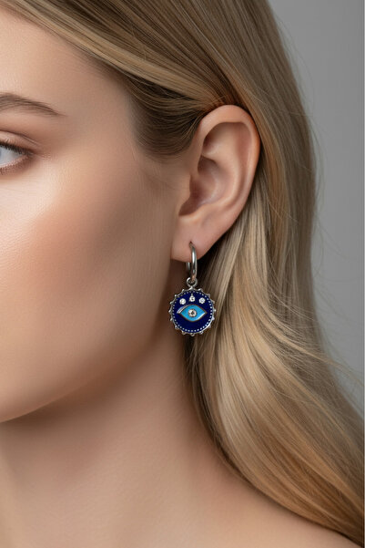 Modacaprea Çelik Yuvarlak Nazar Göz Mineli Klipsi Kadın Küpe I Karamaz Kadın ...