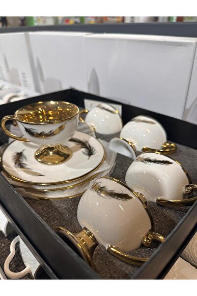 LİLA HOME Gold Cup Set with Bird Wing Symbol Inside