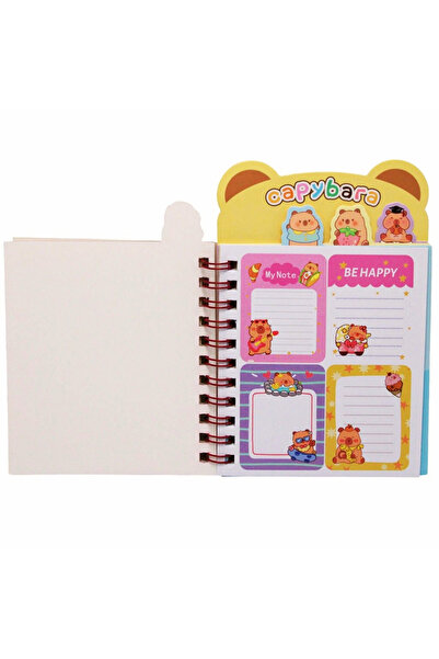 ÖZ OFİS Capybara Kapibara Ayraçlı Stickerlı Not Defteri 8 Sayfa Sticker 16 Sayfa Not Defteri Tekli