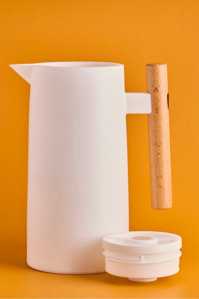 Perotti Begonia Nordic Bambu Saplı Cam Vakumlu Termos 1000 ml Beyaz