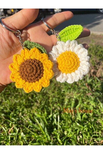 OBLİVİON Ayçiçek Amigurumi Charm Anahtarlık Çanta - El Örgüsü Hediye Anahtarlık 1 Adet
