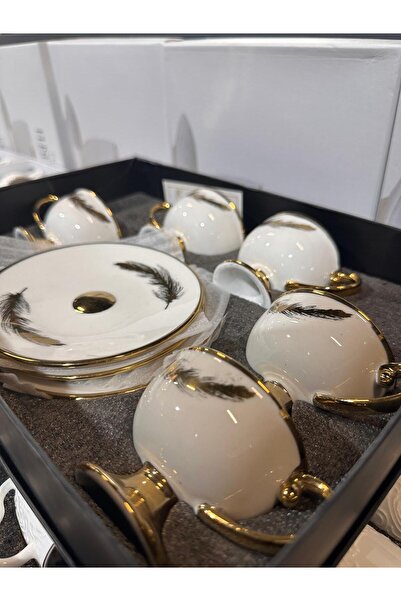 LİLA HOME Gold Cup Set with Bird Wing Symbol Inside